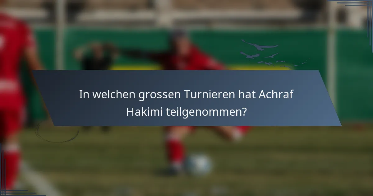 In welchen grossen Turnieren hat Achraf Hakimi teilgenommen?