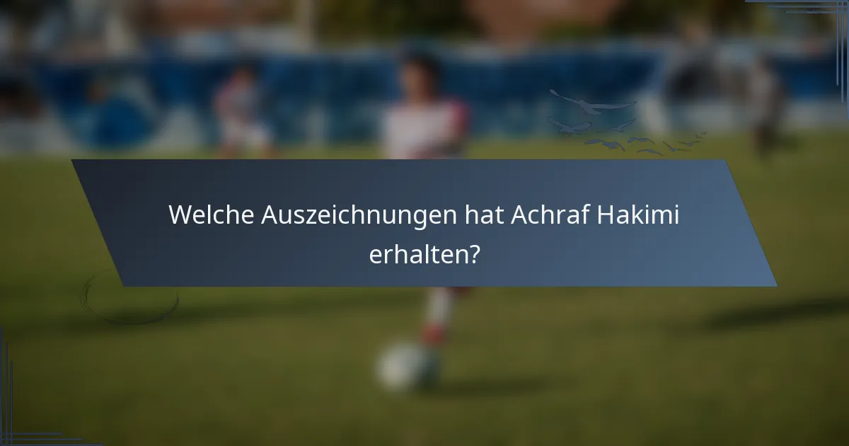Welche Auszeichnungen hat Achraf Hakimi erhalten?