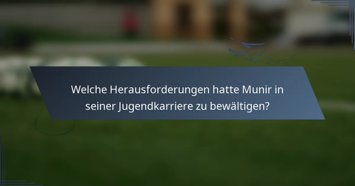 Welche Herausforderungen hatte Munir in seiner Jugendkarriere zu bewältigen?