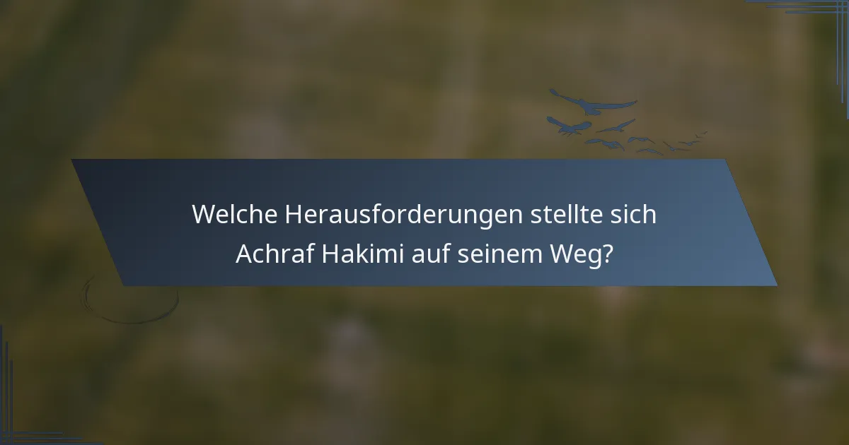 Welche Herausforderungen stellte sich Achraf Hakimi auf seinem Weg?