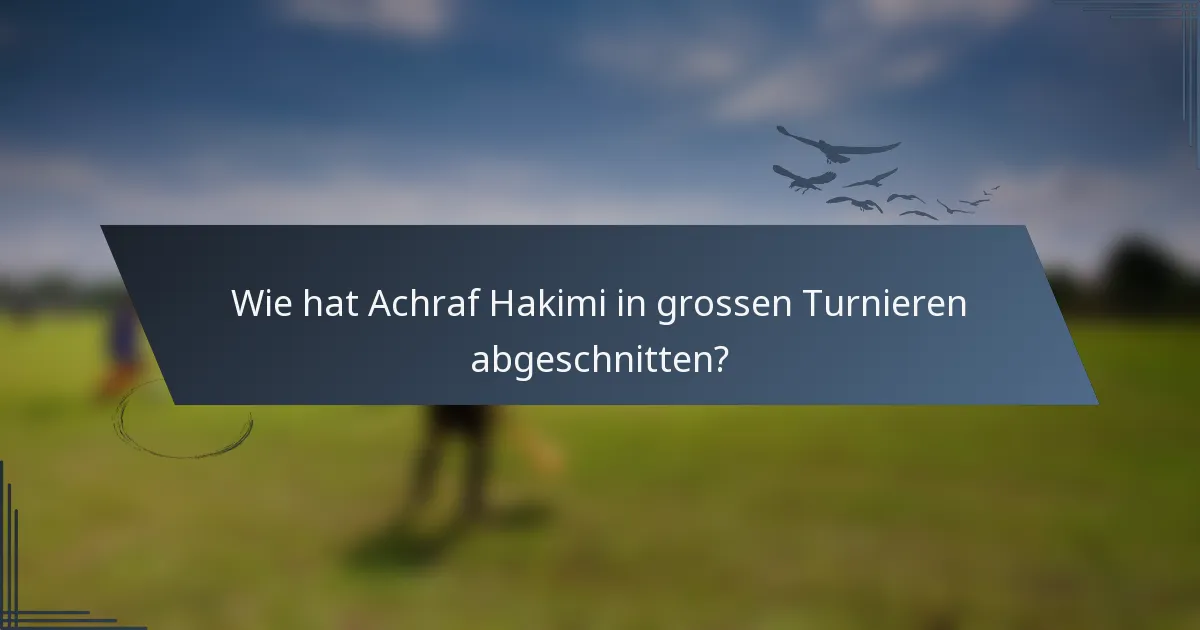 Wie hat Achraf Hakimi in grossen Turnieren abgeschnitten?